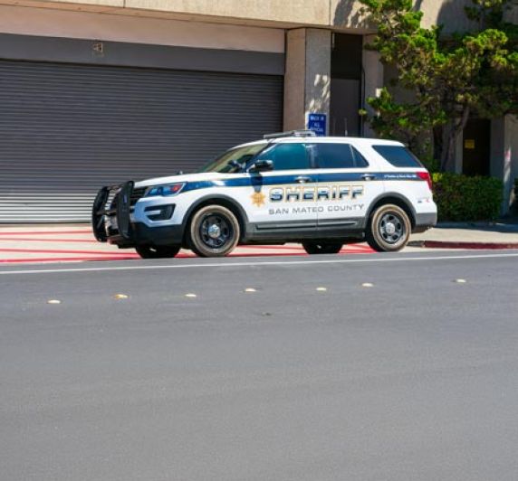 San Mateo County Sheriff truck parked at county building
